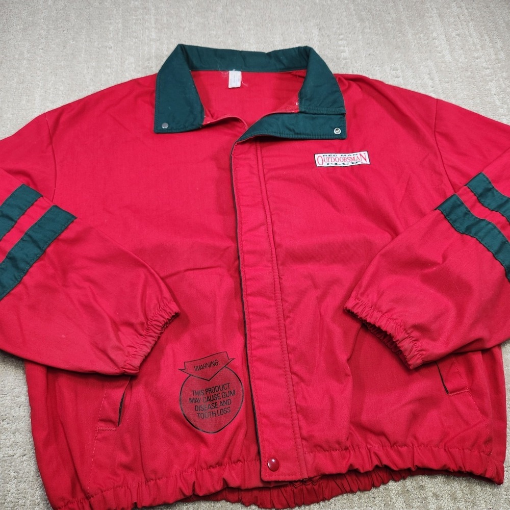 Vintage Red Man Jacket‎ Men XL Chewing Tabacco USA Made Talon Zipper Red Promo